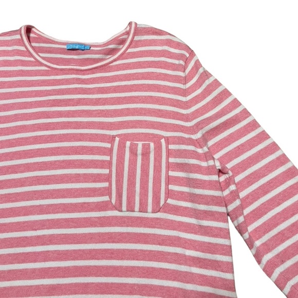 J. McLaughlin Piper stripe  3/4 sleeve sweater in pink and white - Picture 4 of 9